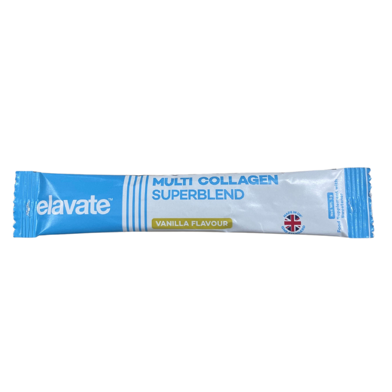 elavate MULTI COLLAGEN SUPERBLEND VANILLA FLAVOUR sachet, MADE IN UK, Food Supplement Net Wt 5g