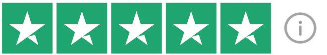 Five green stars indicating a 5-star rating, followed by a circular information icon.