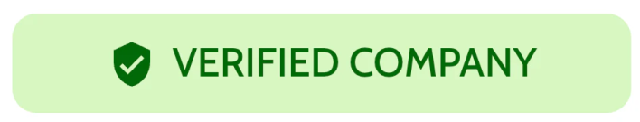 Green badge reading VERIFIED COMPANY with shield and checkmark indicating verified company status